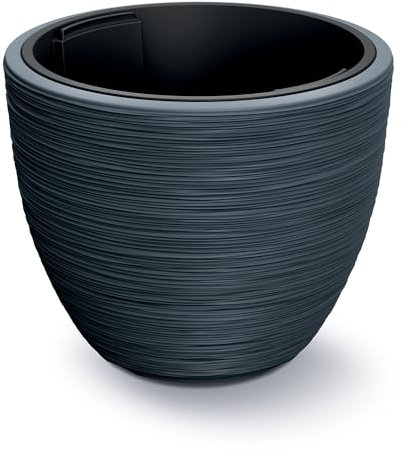 Tymar Blumentopf mit Einsatz, Blumenkübel aus Kunststoff, Übertopf, Pflanzkübel Gross (DBFU Anthrazit,ø 40 cm)