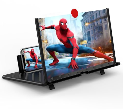 20 Screen Magnifier for Cell Phone, Mobile Phone 3D Magnifier, Screen Expanders for Movies, Videos, and Gaming, Foldable Phone Stand with Screen Amplifier,Compatible with All Smartphones (Black 20)