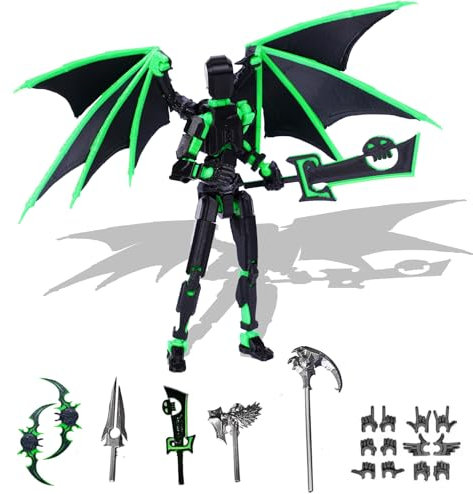 DKIIL NOIYB T13 Figurine d'action déjà montée en titane imprimé 3D 13 figurines d'action avec ailes factice T13 figurines d'action multi-jointes avec 5 armes et 6 mains, décoration de bureau