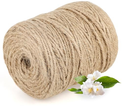 Gartenschnur Jute 3 mm Dick, Juteschnur 100 m Rolle – Bindfaden für Garten und Handwerk, Natürliche Farbe, ideal als Jute Schnur für vielseitige Anwendungen.