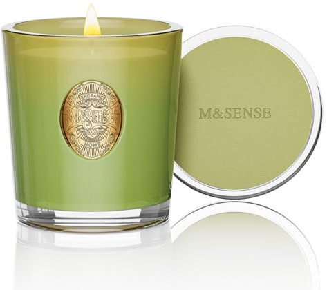 M&SENSE Doftljus i glas eukalyptus salvia, 290 g ljus doftljus naturligt sojaljus, färgglada ljusgåvor för kvinnor och män, aromaterapi-ljus för avkoppling, 55 timmars brinntid