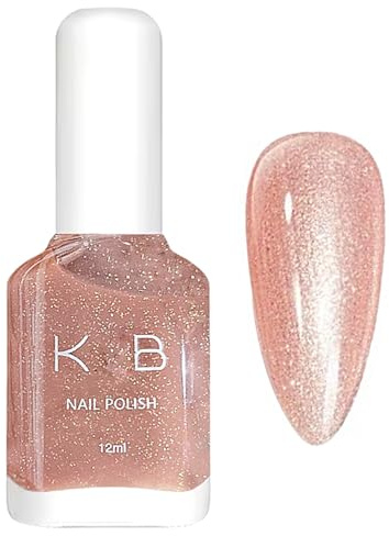 Virellay Nude Nagellack Glitzer, Glitzer Nagellack Ohne UV Lampe, Langanhaltender Schnelltrocknender für Frauen DIY, 12 ML (Nude Glitzer, 12 ML)