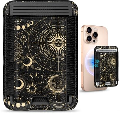 Kokaade Compatible with Magsafe Wallet - for Magnetic Leather Card Holder Constellation Design for Women Girls for iPhone 16/15/14/13/12 Series Cute Aesthetic Card Wallet with Elastic, Fit 7 Cards