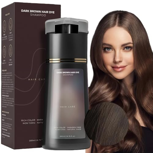 Hair Dye Shampoo,Hair Colour Shampoo Care,Instant Dye Sham-poo,Ha-ir D-ye Sh-ampoo,Natural Plant H-air D-ye Sham-poo,3 In 1 Ha-ir Dy-e Permanent,Colour Sha-mpoo to Cover Grey H-air,Dark Brown