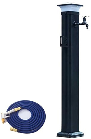 Solar-Powered Aluminum Alloy Outdoor Water Column with Spray Gun, 41in Garden Water Spigot for Irrigation and Décor - Eco-Friendly Water Feature