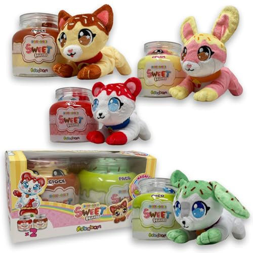 #sbabam FUNNY BOX Doki Doki Sweet Friends, Peluche Morbidi in Barattolo, 2 Pz, Animali Giocattolo per Bambini, Giochi per Bambini e Pupazzi da Edicola - Coppia Peluches per Regalo Bambino e Bambina