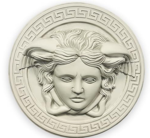 Bavary Handmade Wall Relief Greek Wall Art Antique Medusa Design Handmade 50cm White Grey