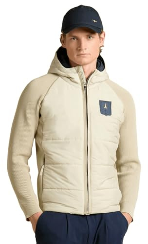 Aeronautica Militare Felpa Giacca ibrida AM1383 Frecce Tricolori con cappuccio, da uomo, maglia, cardigan (IT, Testo, M, Regular, Regular, 73104 Ghiaccio)