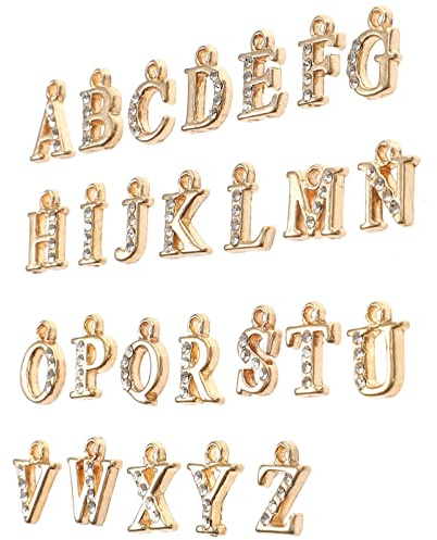 SMASOLO 26 pezzi Ciondoli Lettere Alfabeto in con Strass Mini Pendenti per Braccialetti e Collane DIY Design Facile da Appendere Completo per Creazioni Artigianali