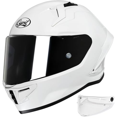 Cyril Motorradhelm Integralhelme für Erwachsene, Vollvisierhelm für Erwachsene mit getöntem und klarem Visier, ECE-zertifizierter Motorradhelm für Männer und Frauen