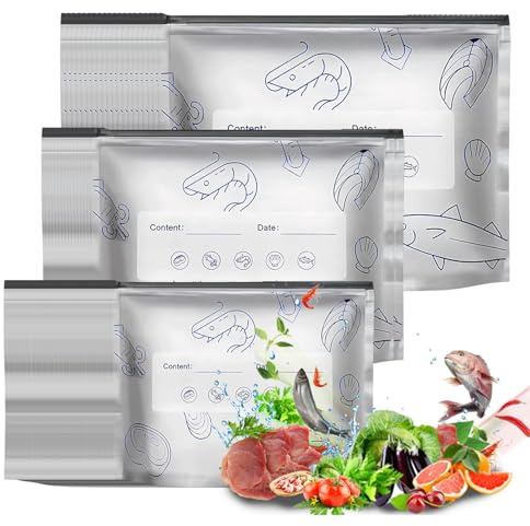 60 Sacchetti Freezer Riutilizzabili Foglio Di Alluminio Sacchetti Freezer,20 X 13 Cm,23 X 17 Cm,26 X 29 Cm,Buona Tenuta,Isola Efficacemente L'Aria E Gli Odori,Per Frutti Di Mare,Carne,Verdura Frutta