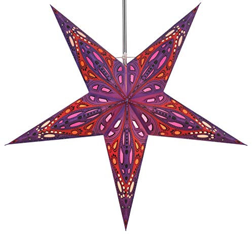 GURU SHOP Faltbarer Advents Leucht Papierstern, Weihnachtsstern 60 cm - Marwin Violett, Papiersterne 60 cm