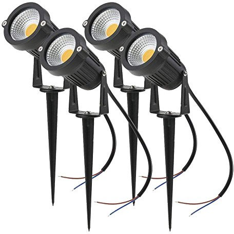 Faretti a LED da Giardino Esterno con Picchetti IP65 5W 220V Bianco Caldo(set da 4)