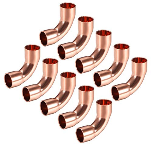 sourcing map 90 grader kopparbåge armbåge kopparrör rörskruv anslutningsdon för klämarbete 8mm, 10 Stück