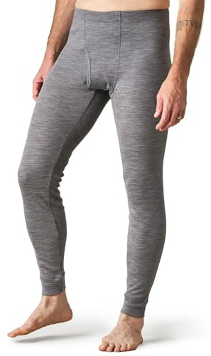 LAPASA Pantalon Thermique Homme Laine Mérinos 100% Naturelle Bas sous-Vêtement Sport Automne-Hiver M30 Gris Chiné (Chaud) M
