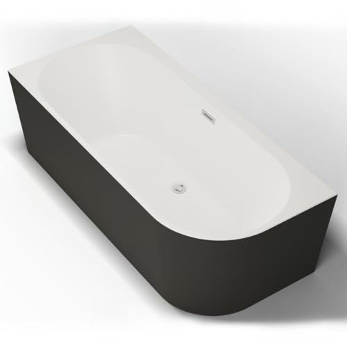 SPALINA Capri 170 Gauche Noire - Bañera Semi-exenta Mural L. 160 x l. 76 cm