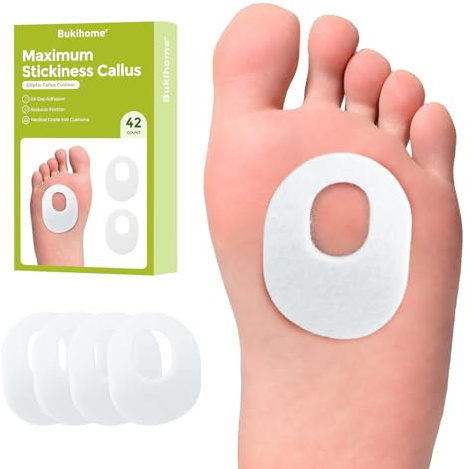 Bukihome Callus Cushions Corn Removers for Foot Bottom, 1/5 Thick Oval
