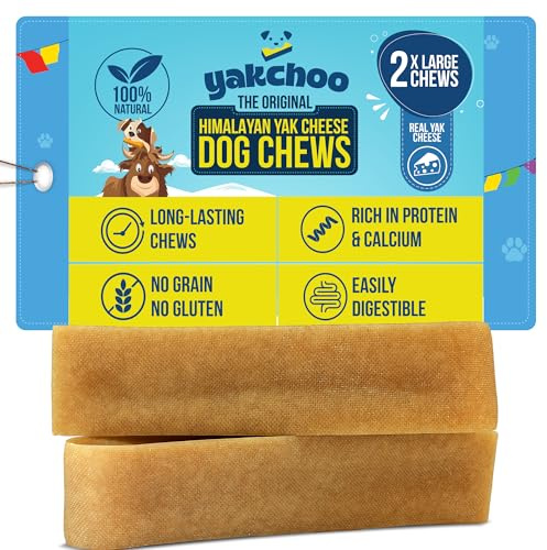 Yakchoo Premium Himalayan Yak Chews for Dogs 300g (XL - 2 Chews) | 100% Natural Cow & Yak Milk Dog Chew for Large Breeds | Yak Bones | Long Lasting Dog Treats | Dental Chews for Aggressive Chewers