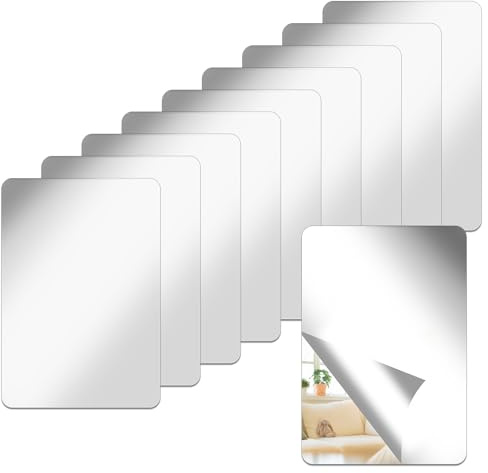 Fyntave Klebespiegel Acryl 10 Stück Selbstklebende Spiegel Spiegelblätter 15x10cm Flexibler Spiegelfliesen Spiegel Dekospiegel Rahmenloser Spiegelfliesen Selbstklebend Bruchsicher für Schrank