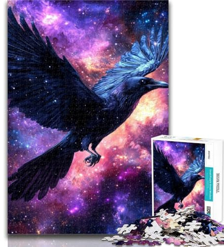 Puzzles pour Adultes Ciel étoilé Corbeau 1000 pièces pour Adultes, avec pièces entièrement emboîtables de Formes aléatoires pour Les Enfants de 14 Ans et Plus 26x38cm
