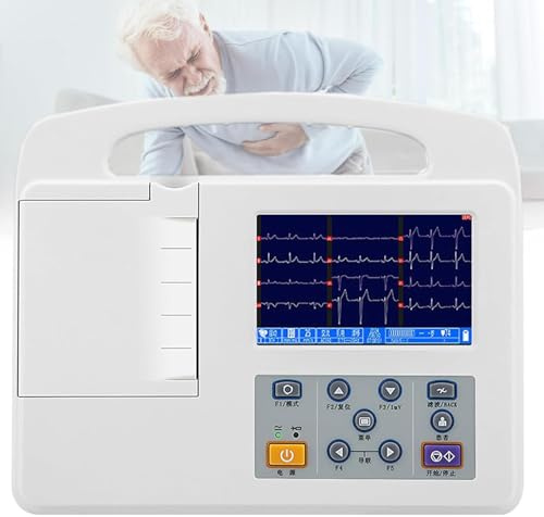 LSHFYV Portable ECG/EKG Monitor, Professional Color LCD Digital 12-Lead 3-Channel Device with Printing Paper for Medical Oral Care Vital Signs Intensive Care Unit CCU