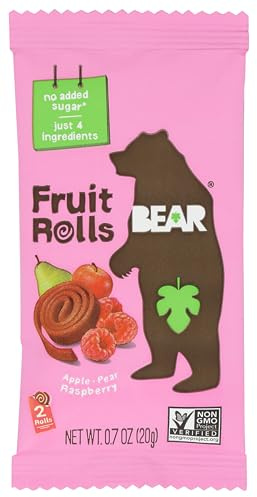 Bear Fruit Roll Raspberry Single, 0.7 oz