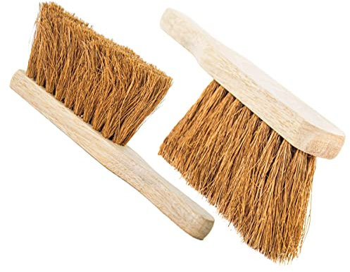 Coco Fibre Wooden Hand Brush, Pack of 2, Soft Bristles, Heavy Duty Wood, Sweeping Brush, Yard Cleaning Brushes for Outdoors, Cleaning, Scrubbing Brushes