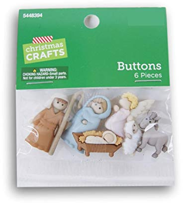 Christmas Crafts Nativity Buttons - Mary, Joseph, Baby Jesus