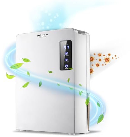 Urano Deumidificatore Compatto Silenzioso - Deumidificazione Intelligente 65 Watt - Serbatoio 2200 ml con Sistema di Autospegnimento - Purificatore d'Aria - Display LED Touch