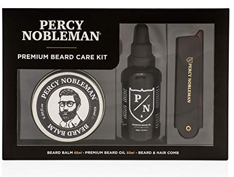 Percy Nobleman Premium-Bartpflege-Set, eine limitierte Ausgabe, Bartpflegeset, enthält ein Premium-Bartöl, Bartbalsam und faltbaren Kamm.