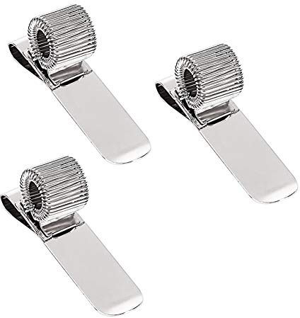 Qiuyan 3 PCS Metal Pen Holder Clips, Portable Pen Clip Organizer | Transverse Style, Adjustable Single Spring Loop Pen Clip for Notebook and Clipboard (Silver)