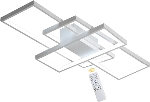 BEHWU Plafón LED Rectangular, Blanco, Negro, 90Cm (70W),110Cm(85W),140Cm(105W), Plafón LED, Aluminio + Gel De Sílice Apto For Dormitorio, Comedor, Cocina, Salón