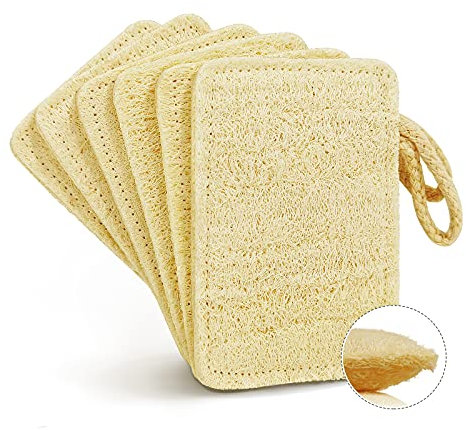 Natürliche Luffa-Küchenschwämme Wäscher (6 Pack), kratzfester Peeling-Reinigungsschwamm, umweltfreundliche biologisch abbaubare Luffa