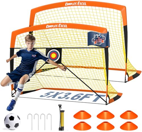 Dimples Excel Soccer Goals Kids Net for Backyard 7x5, 5x3.6, 4x3, 3x2.2 FT