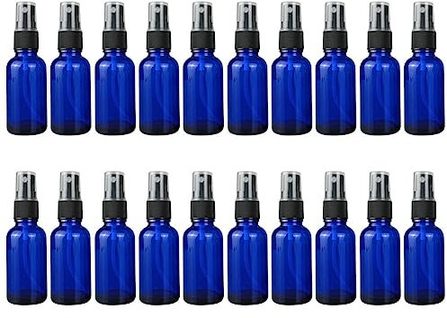 20 Stück 100ml Nachfüllbare Leere Ätherische Öle Flaschen, Glas Flaschen Aromatherapie Flaschen Kunststoff-Sprühflasche Blau Apothekerflasche für Ätherisches Öle,Kosmetik Apotheker Aromatherapie