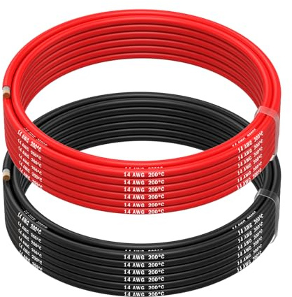 MMOBIEL 14 AWG Cavo Elettrico Silicone - 14 Gauge (2,08mm²) Cavo in Rame Stagnato - 2 Fili Separati Rosso e Nero Ciascuno 1,5m / 5ft per RC, Droni, Batterie, Cavi Altoparlanti, Strisce LED