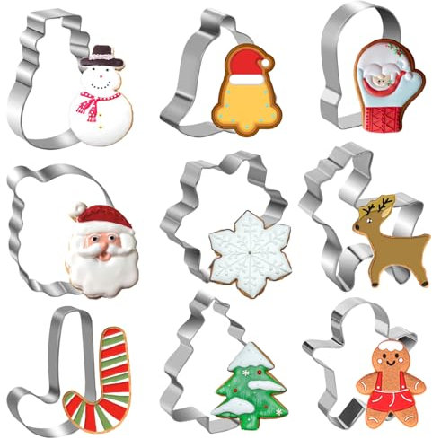 Ausstechformen Weihnachten Set, 10 Stück Ausstecher Weihnachten aus Edelstahl Keksausstecher Linzer Ausstecher für Plätzchen Fondant Marmeladenplätzchen
