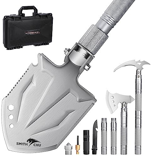 SMITH CHU Klappschaufel Klappspaten 18 in 1 Multifunktionale Camping Schaufel Outdoor Spaten Feldspaten mit Axt und Spitzhacke für Survival Wandern Garten