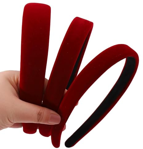 Goiern 3 diademas de terciopelo para mujer, sólidas, sencillas, anchas, medianas y finas, accesorios para el pelo para mujeres y niñas (vino tinto)