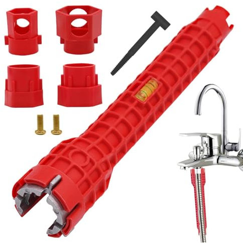 Clé d'évier multifonction, clé d'évier réglable, ensemble de clés de plomberie, outil d'extraction de tuyau d'eau, outil de retrait de robinet, clé de vidange d'évier, clé d'évier 14 en 1 pour cuvette