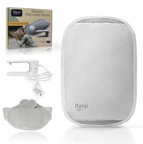 RANJI® Electric Hot Water Bottle – Hand and Foot Warmer, No Water Refill Needed, Soft Fabric, Ready in 10 Minutes – Integrated Belt for Back, Abdomen, Menstrual and Muscle Pain Relief (with Belt)