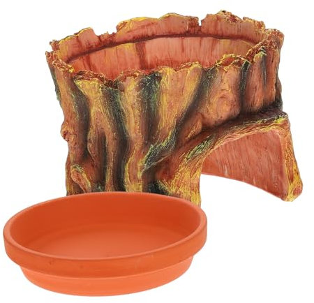 COLLBATH Höhlenversteck Aus Harz Für Eidechsen Kleines Reptilienversteck Als Unterschlupf Feuchtes Versteck Für Gecko Natürliches Design Für Terrarium