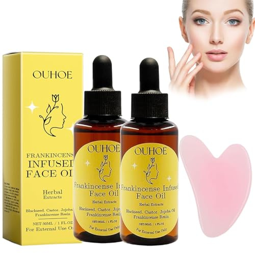 Huile d'encens, Huile de Résine d'encens, Huiled'encens, Huilede Résine d'encensbiologique, 100% Pure, Sérum Anti-âge Naturel, Sérum Hydratant, Boswellia Serrata, Huilede Massage. (2 Pièces)