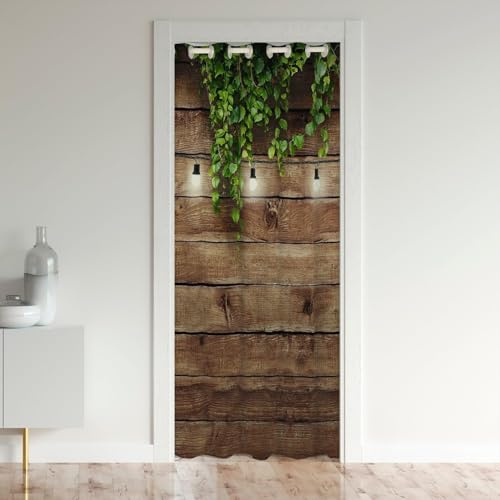 Manfei Rideau de porte en bois rustique - 1 panneau - Style campagne - Style ferme - Pour armoire, chambre à coucher, cuisine, intimité - 203 x 86 cm (H x l)