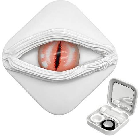 LADYPONYCSC Contact Lens Cases (Case Only, No Contacts) Spooky & Stylish Halloween Style Contact Lens Storage Holder Leakproof Daily Contact Case Halloween Dragon Eye Contact Lens Case Set Pink