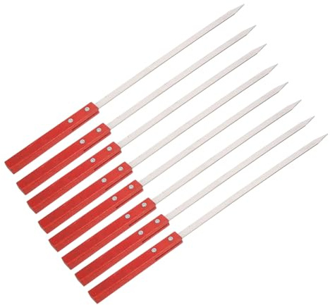 Kisangel 8piezas Brocheta de Barbacoa de Secuoya Brochetas de Acero Inoxidable para Parrilla Pinchos de Barbacoa para Carne
