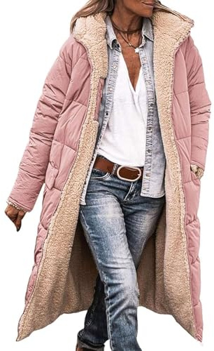 Genérico Plumas Chaqueta Mujer Ligeros Largos Abrigos Acolchada Plumífero Ultraligera Invierno Jacket con Capucha Ligera Manga Larga Chaquetas Puffer Coat amaño Grande Viento Parker Grueso (17,L)