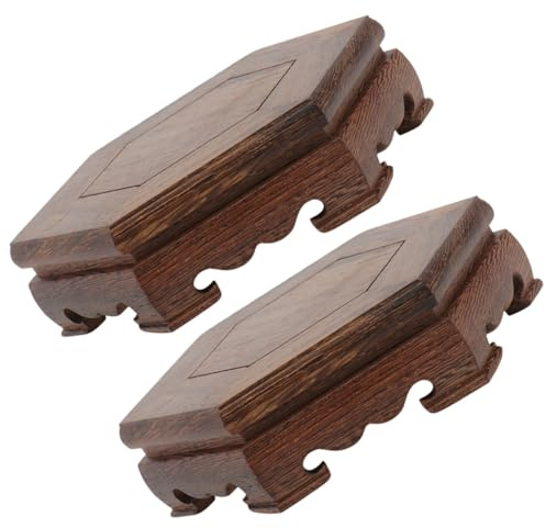 YARNOW Supporto per Piante in Legno di 2 Pezzi, Base Rustica Esagonale per Vaso di Fiori da Interno ed Esterno, Piedistallo Stabile per Esposizione di Fioriere e Oggetti Decorativi