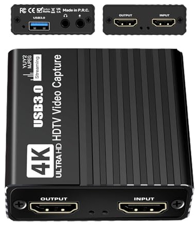 Videoinspelning – 1080P 60FPS-adapter, 4K inmatningsenhet, höghastighetsinspelning, utrustning för direktsändning, musikal, liten svart station för TV-konsolinspelning, bildskärmer
