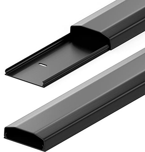 deleyCON Conduit de Câble Goulotte de Distribution Universal Câblage Facile de Câbles et Fils PVC de Grande Qualité Longueur 100cm Largeur 6cm Hauteur 2cm - Noir